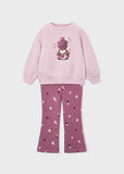 Mayoral Purple Heart Print Flared Legging Set