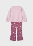 Mayoral Purple Heart Print Flared Legging Set