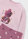 Mayoral Purple Heart Print Flared Legging Set
