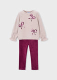 Mayoral Girls Beige & Raspberry Leggings Set