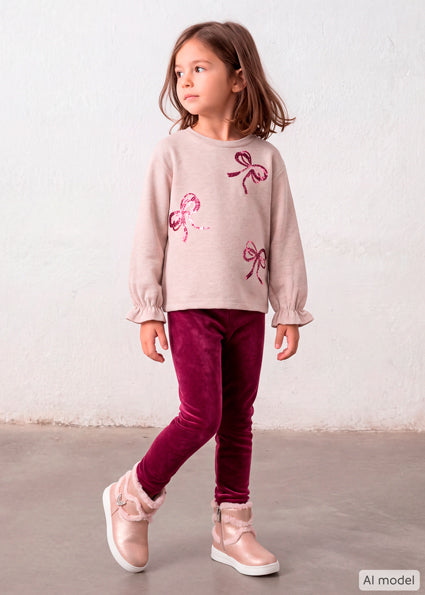 Mayoral Girls Beige & Raspberry Leggings Set