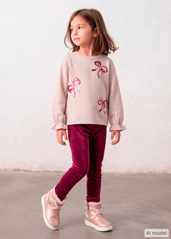 Mayoral Girls Beige & Raspberry Leggings Set
