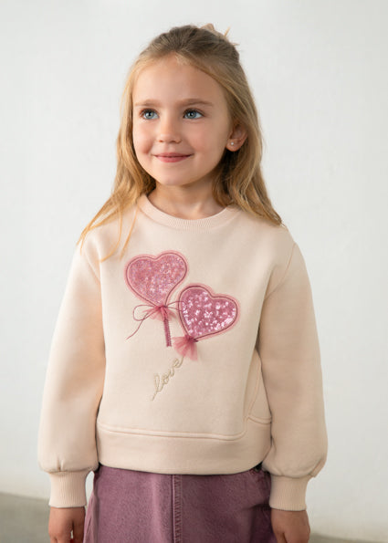 Mayoral Girls Heart Appliqué Sweatshirt