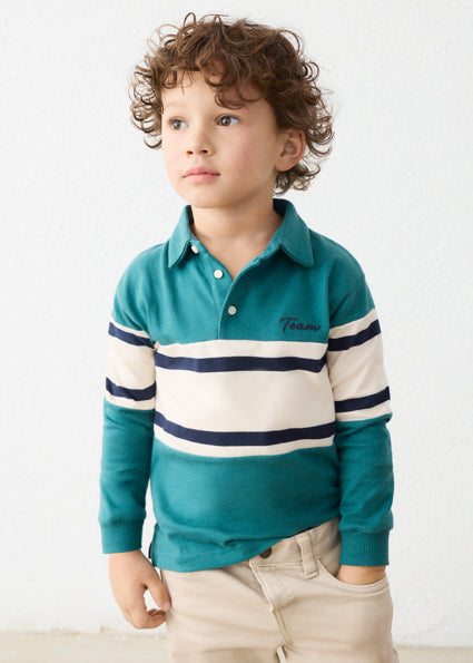 Mayoral Boys Green & Ivory Polo Shirt