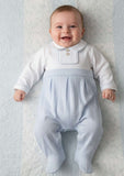 Mintini Baby Boys Blue & White Babygrow