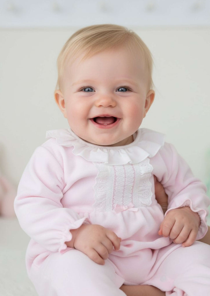 Pex Hannah Pink Velour Babygrow
