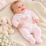 Kleo Kids Pale Pink Velour Baby Girl Babygrow