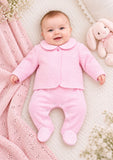 Kleo Kids Pink Velour Baby Girl Babygrow and Jacket Set