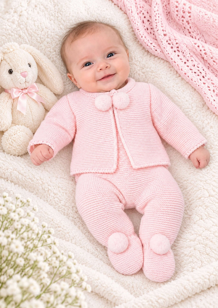 Kleo Kids Baby Girl Pink Knitted Set