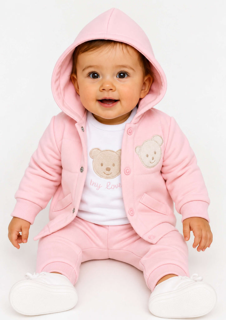 Kleo Kids Pink Baby Girl Three-Piece Tracksuit