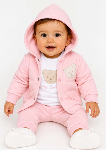Kleo Kids Pink Baby Girl Three-Piece Tracksuit