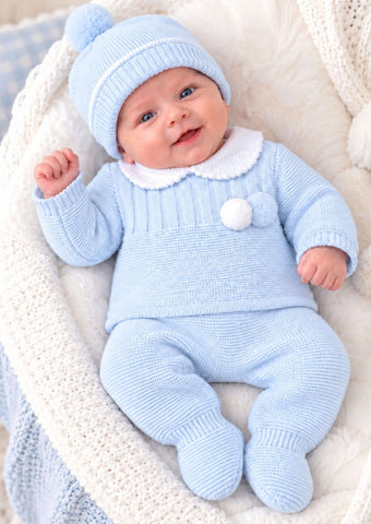 Kleo Kids Pale Blue Knitted Baby Outfit