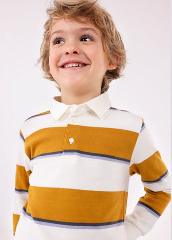 Mayoral Boys Mustard Striped Polo Shirt