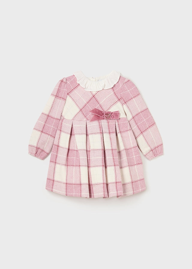 Mayoral Girls Pink & Ivory Checked Dress
