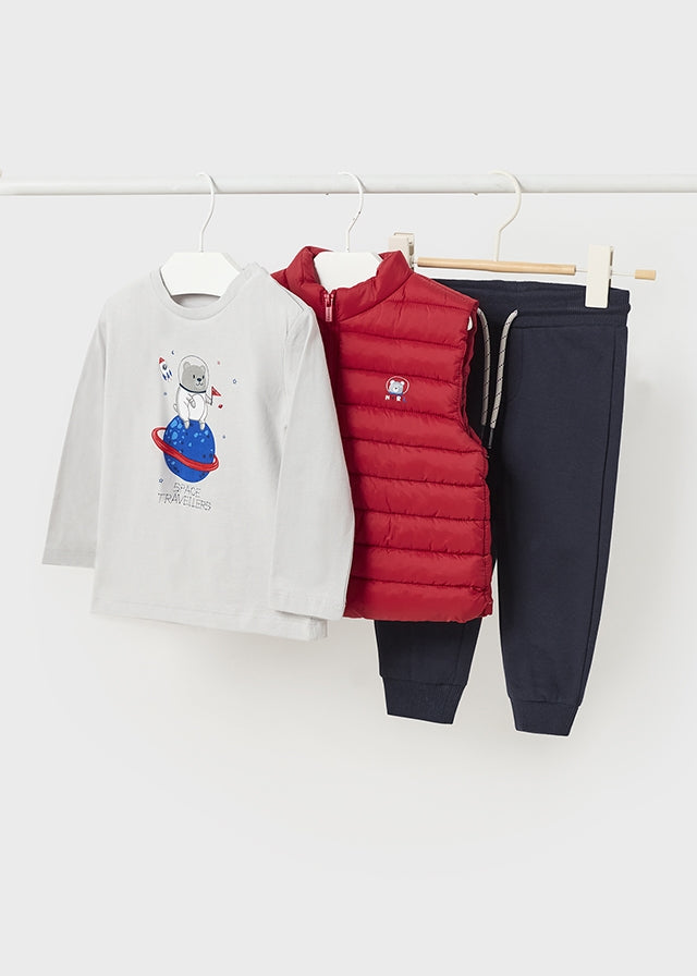Mayoral Three Piece Red & Navy Tracksuit