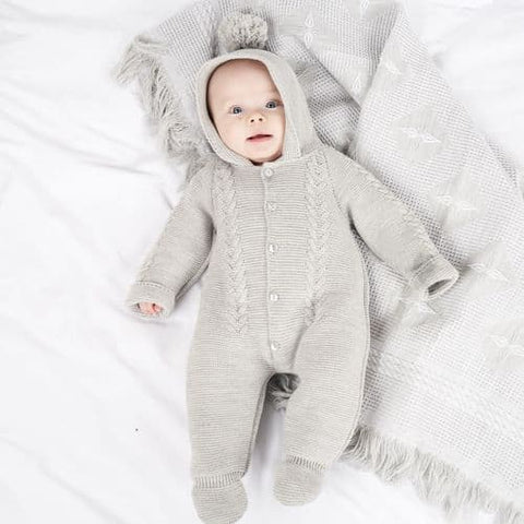 Dandelion Light Grey Cable Knitted Pramsuit