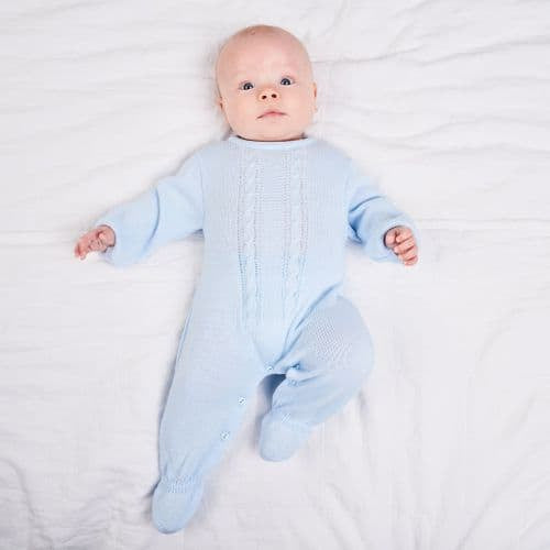 Dandelion Blue Cable Knitted Onesie