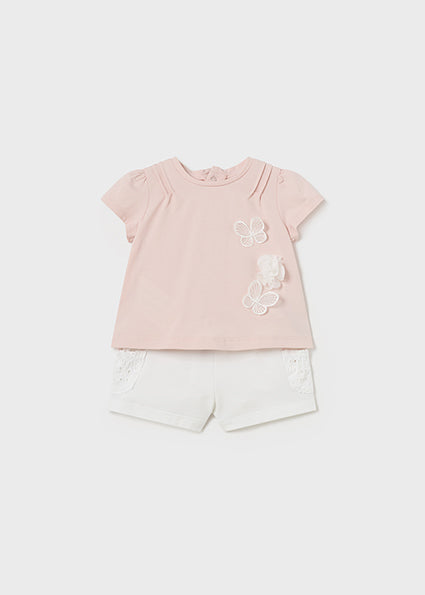 Mayoral Baby Girls Pale Pink & White Shorts Set
