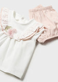 Mayoral Baby Girls White & Pale Pink Shorts Set