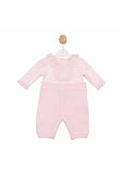 Mintini Baby Girls Pink Frill Collar Romper