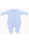 Pex Baby Boys Blue Velour Babygrow