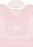 Mintini Baby Girls Pink Frill Collar Romper