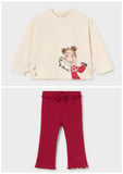Mayoral Girls Beige & Red Flared Leggings Set