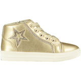 A DEE GOLD HIGH TOP TRAINERS