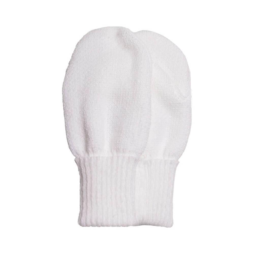 White Unisex Knitted Mittens