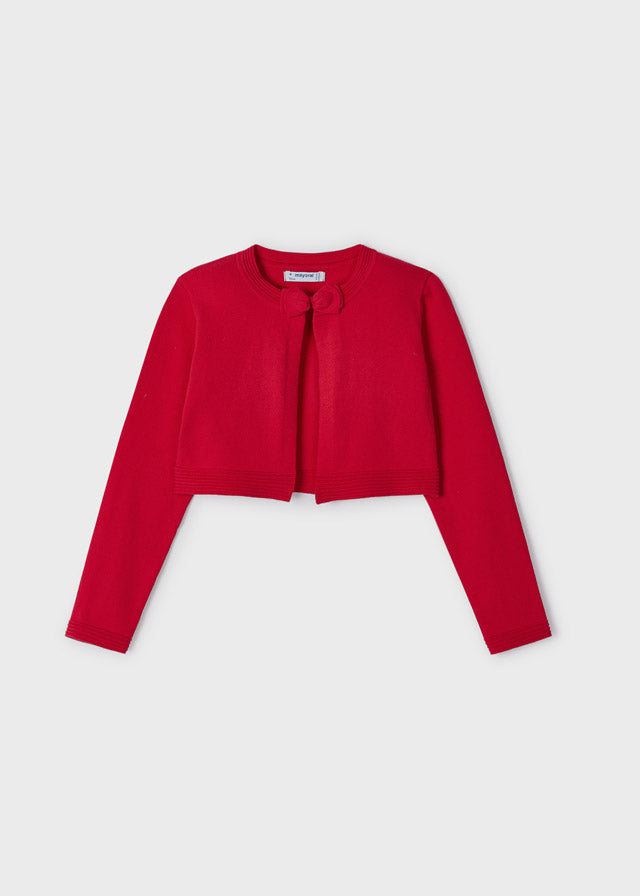 MAYORAL RED COTTON KNIT CARDIGAN